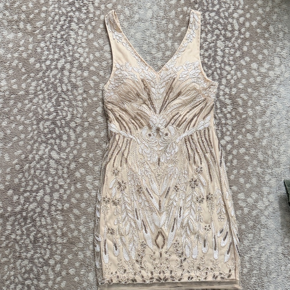 Elegant Cream Embellished Dress